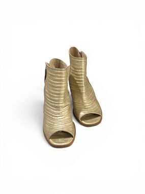 Paul Green Gold Peep-Toe Ankle Booties